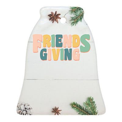 Retro Thanksgiving Friendsgiving Ceramic Bell Ornament