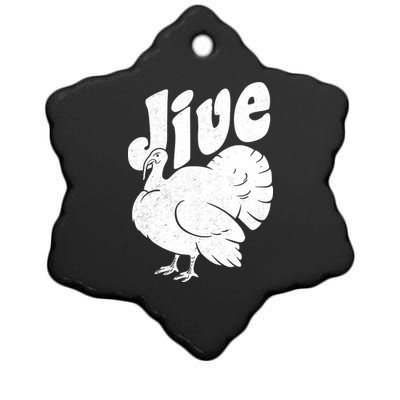 Retro Thanksgiving Jive Turkey Ceramic Star Ornament