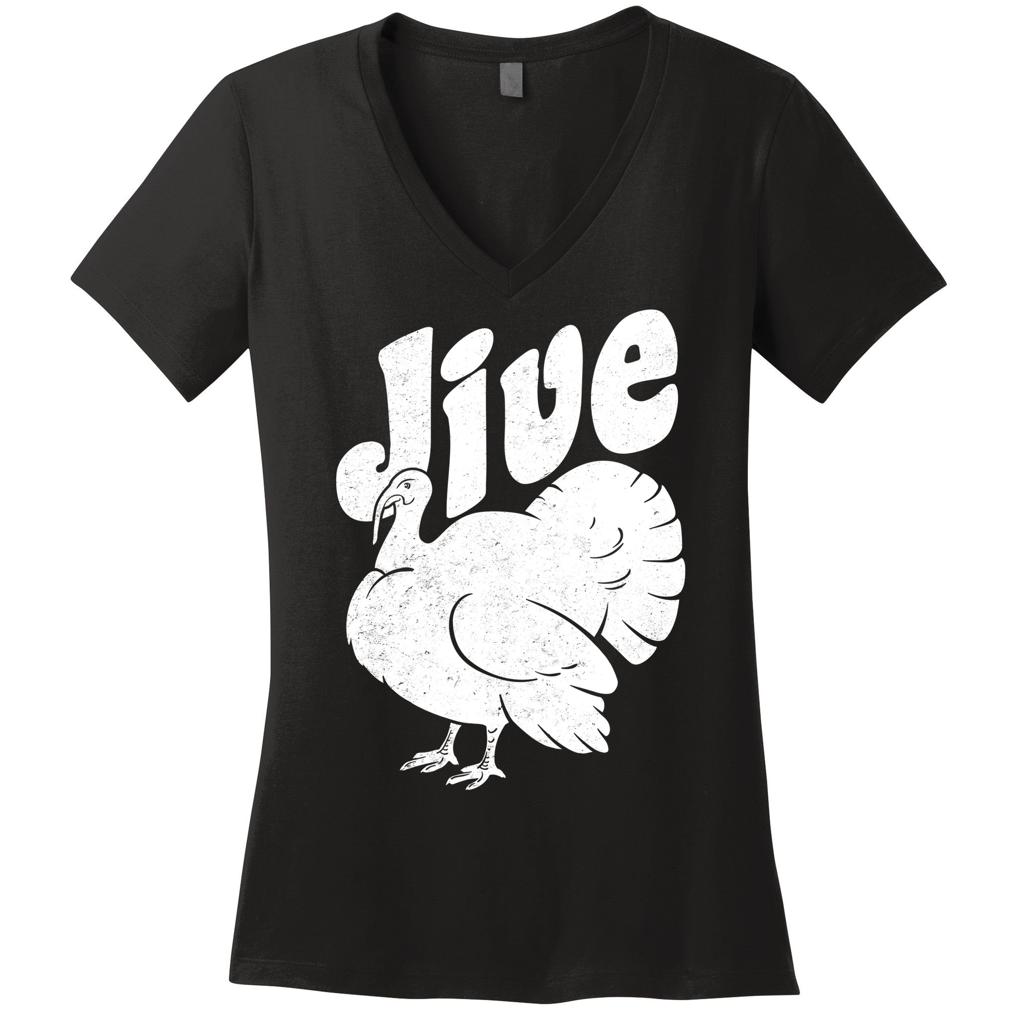 Retro Thanksgiving Jive Turkey Women's V-Neck T-Shirt