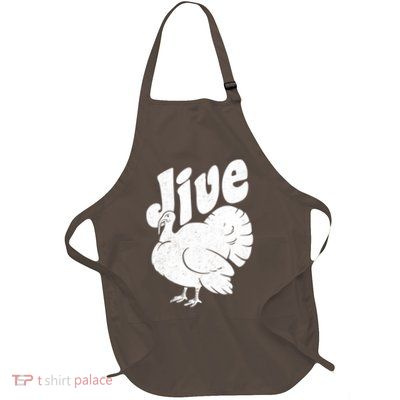 Retro Thanksgiving Jive Turkey Full-Length Apron With Pockets