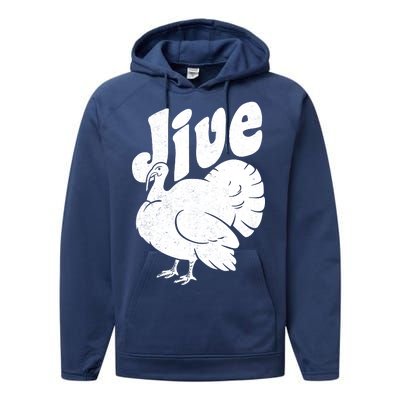 Retro Thanksgiving Jive Turkey Performance Fleece Hoodie