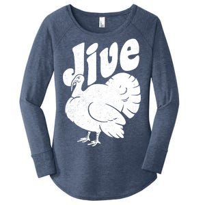 Retro Thanksgiving Jive Turkey Women's Perfect Tri Tunic Long Sleeve Shirt