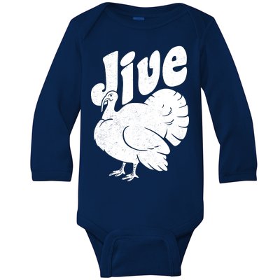 Retro Thanksgiving Jive Turkey Baby Long Sleeve Bodysuit