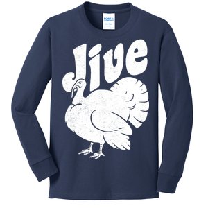 Retro Thanksgiving Jive Turkey Kids Long Sleeve Shirt