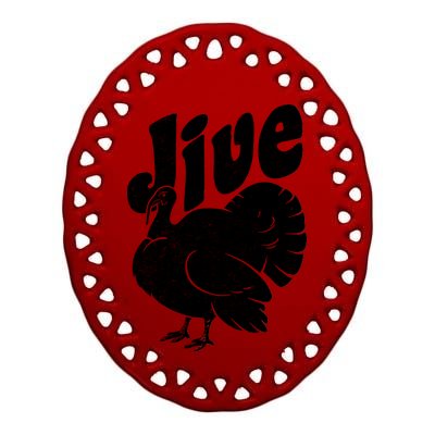 Retro Thanksgiving Jive Turkey Ceramic Oval Ornament