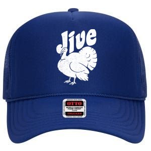 Retro Thanksgiving Jive Turkey High Crown Mesh Back Trucker Hat