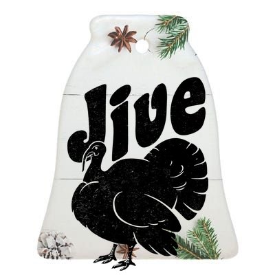 Retro Thanksgiving Jive Turkey Ceramic Bell Ornament