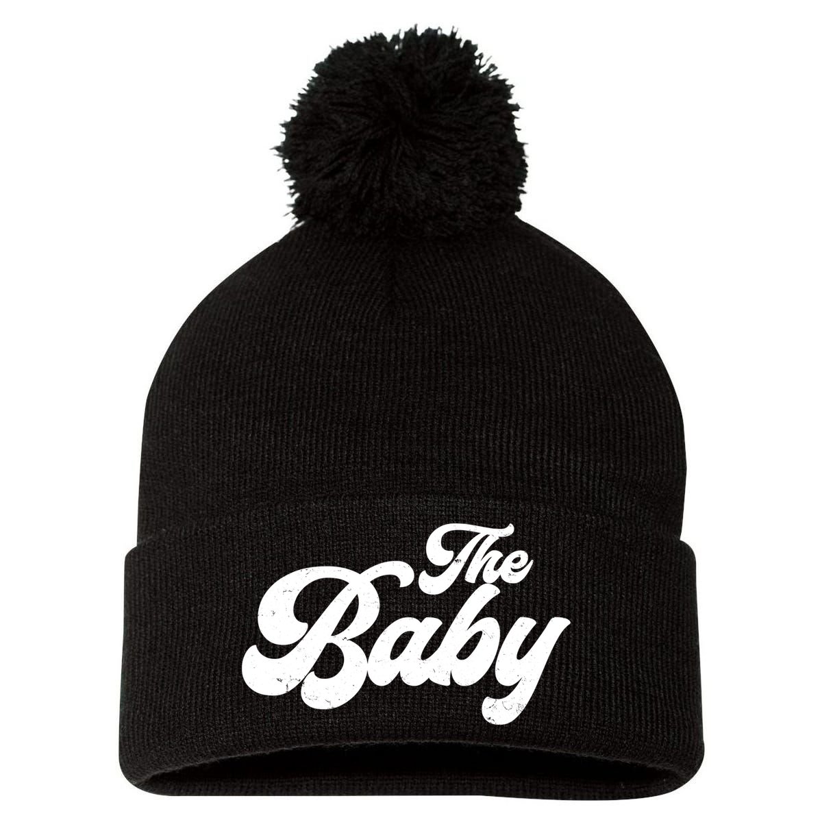 Retro The Baby Matching Family Pom Pom 12in Knit Beanie