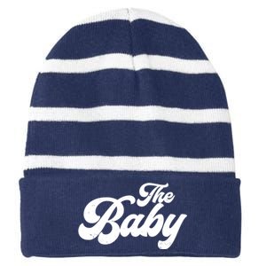 Retro The Baby Matching Family Striped Beanie with Solid Band