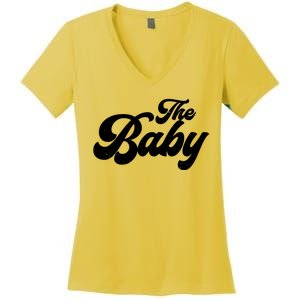 Retro The Baby Matching Family Women's V-Neck T-Shirt