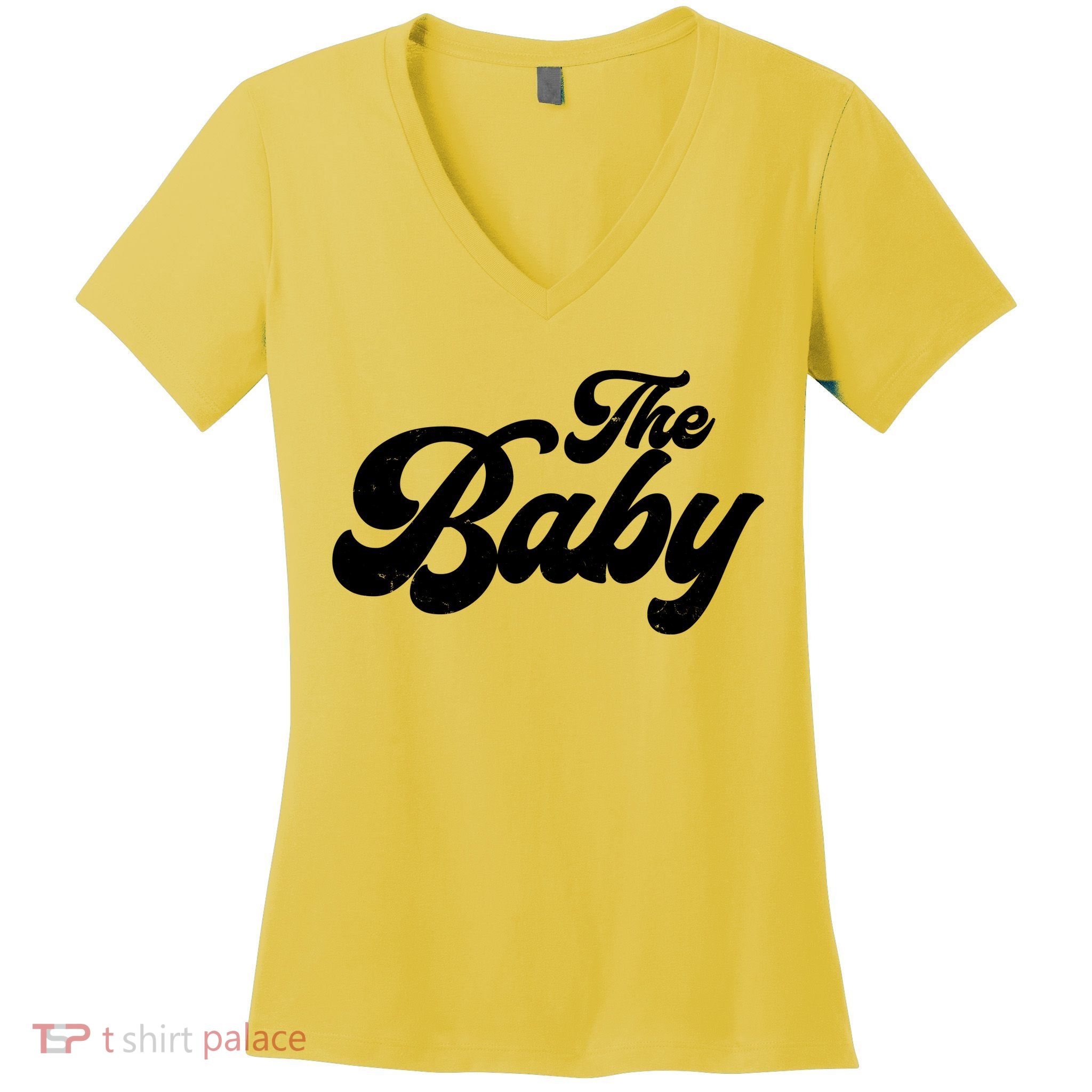 Retro The Baby Matching Family Women's V-Neck T-Shirt