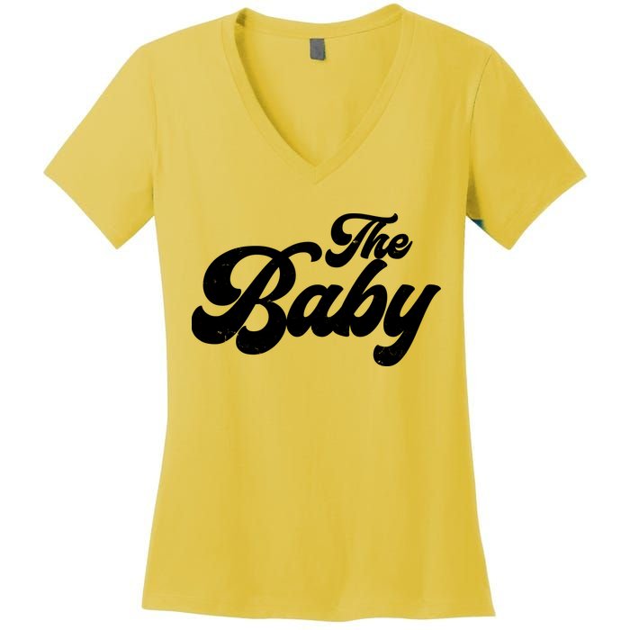 Retro The Baby Matching Family Women's V-Neck T-Shirt