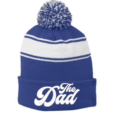 Retro The Dad Matching Family Stripe Pom Pom Beanie