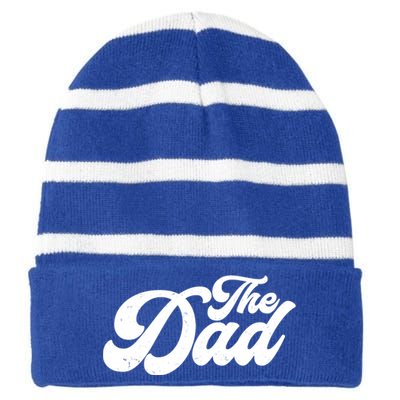 Retro The Dad Matching Family Striped Beanie with Solid Band