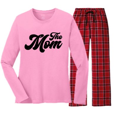 Retro The Mom Matching Family Women's Long Sleeve Flannel Pajama Set 