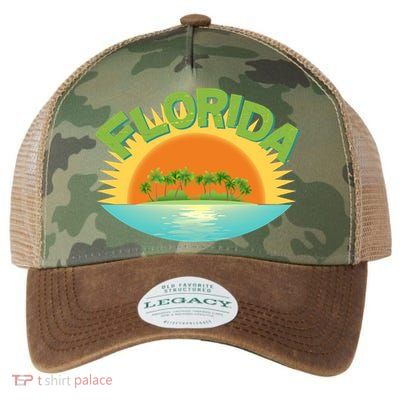 Retro Tropical Florida Coastline  Legacy Tie Dye Trucker Hat
