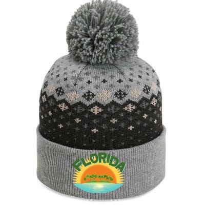 Retro Tropical Florida Coastline  The Baniff Cuffed Pom Beanie