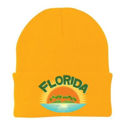 Retro Tropical Florida Coastline  Knit Cap Winter Beanie