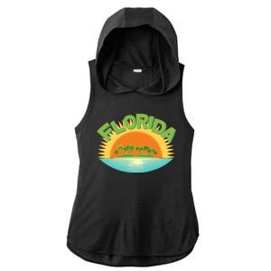 Retro Tropical Florida Coastline  Ladies PosiCharge Tri-Blend Wicking Draft Hoodie Tank