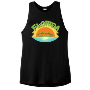 Retro Tropical Florida Coastline  Ladies PosiCharge Tri-Blend Wicking Tank