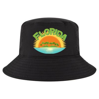 Retro Tropical Florida Coastline  Cool Comfort Performance Bucket Hat