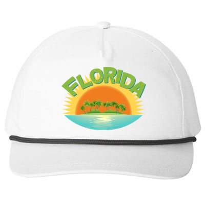 Retro Tropical Florida Coastline  Snapback Five-Panel Rope Hat