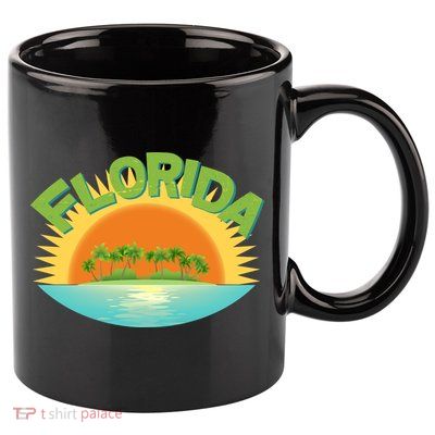 Retro Tropical Florida Coastline  11oz C Handle Ceramic Mug