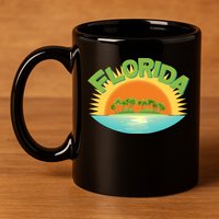 Retro Tropical Florida Coastline  11oz C Handle Ceramic Mug