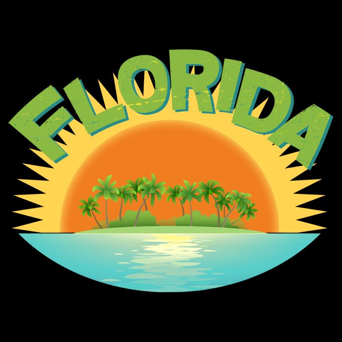 Retro Tropical Florida Coastline  Drawstring Bag