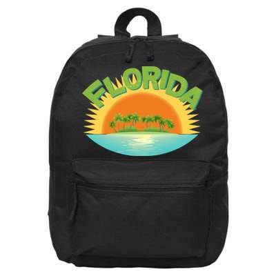 Retro Tropical Florida Coastline  16 in Basic Backpack