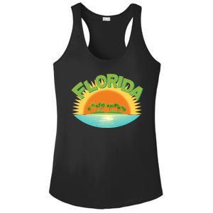 Retro Tropical Florida Coastline  Ladies PosiCharge Competitor Racerback Tank