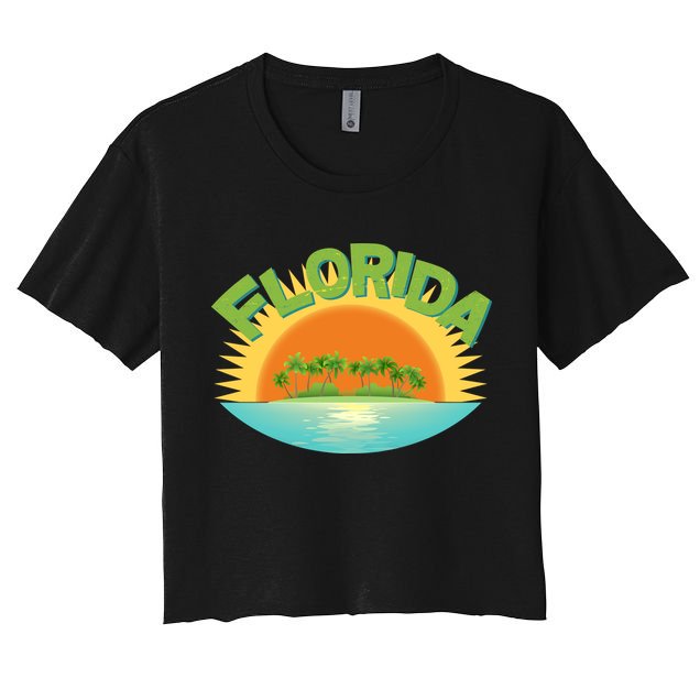 Retro Tropical Florida Coastline  Crop Top