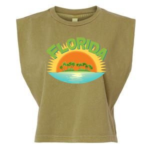 Retro Tropical Florida Coastline  Garment-Dyed Women's Muscle Tee