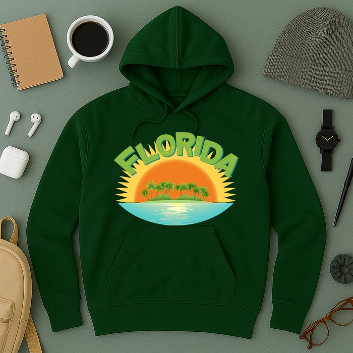 Retro Tropical Florida Coastline  Hoodie