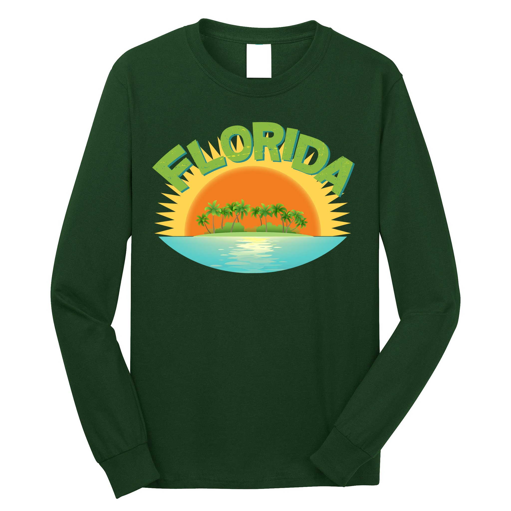 Retro Tropical Florida Coastline  Long Sleeve Shirt