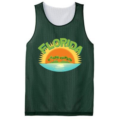 Retro Tropical Florida Coastline  Mesh Reversible Basketball Jersey Tank