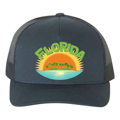 Retro Tropical Florida Coastline  Yupoong Adult 5-Panel Trucker Hat