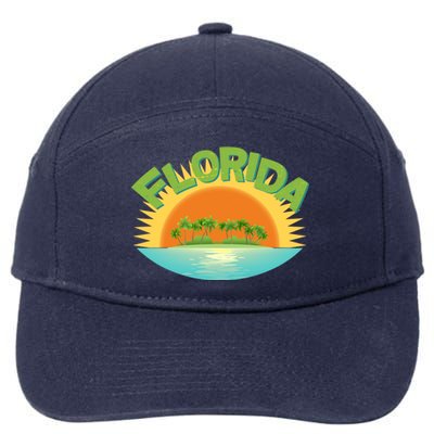 Retro Tropical Florida Coastline  7-Panel Snapback Hat