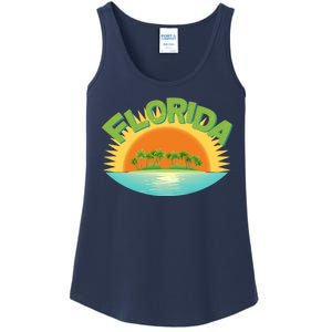 Retro Tropical Florida Coastline  Ladies Essential Tank