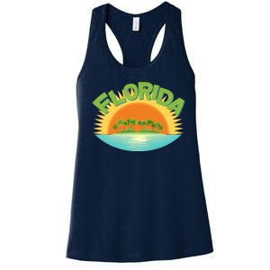 Retro Tropical Florida Coastline  Women's Racerback Tank