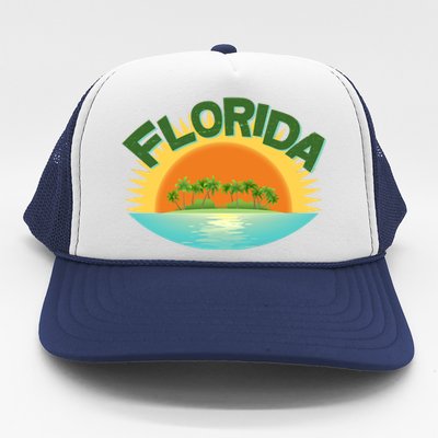 Retro Tropical Florida Coastline  Trucker Hat