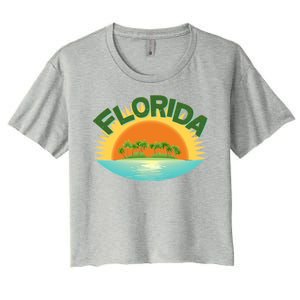 Retro Tropical Florida Coastline  Women's Crop Top Tee