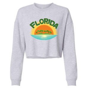 Retro Tropical Florida Coastline  Cropped Pullover Crew