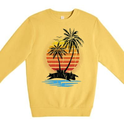 Retro Tropical Island Premium Crewneck Sweatshirt