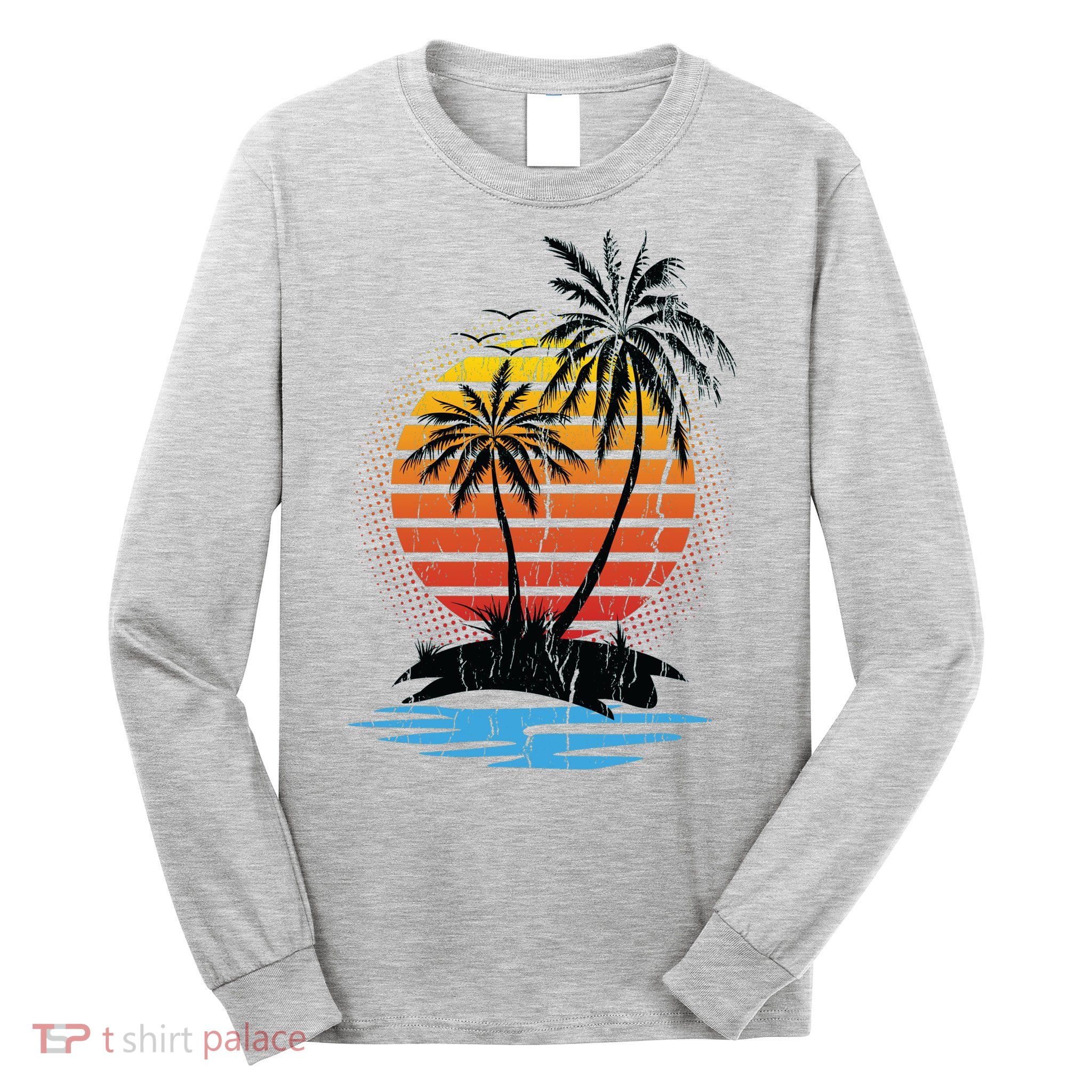 Retro Tropical Island Long Sleeve Shirt