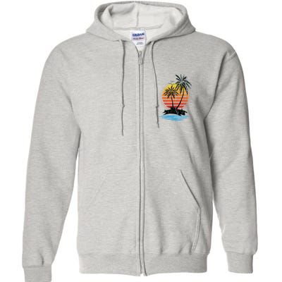 Retro Tropical Island Full Zip Hoodie