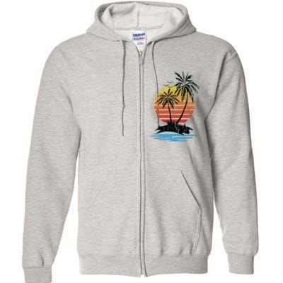 Retro Tropical Island Full Zip Hoodie