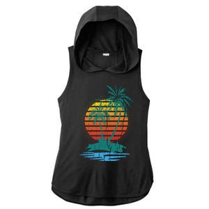 Retro Tropical Island Ladies PosiCharge Tri-Blend Wicking Draft Hoodie Tank