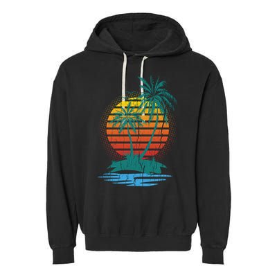 Retro Tropical Island Garment-Dyed Fleece Hoodie