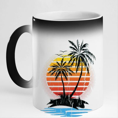 Retro Tropical Island 11oz Black Color Changing Mug